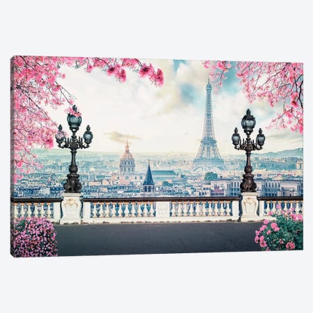 Paris Sakura Canvas Print #EMN547} by Manjik Pictures Canvas Wall Art