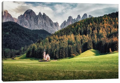 Church In The Dolomites Canvas Art Print - Manjik Pictures