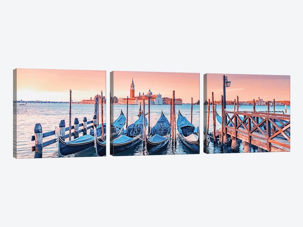 Venice City Sunrise by Manjik Pictures 3-piece Canvas Artwork