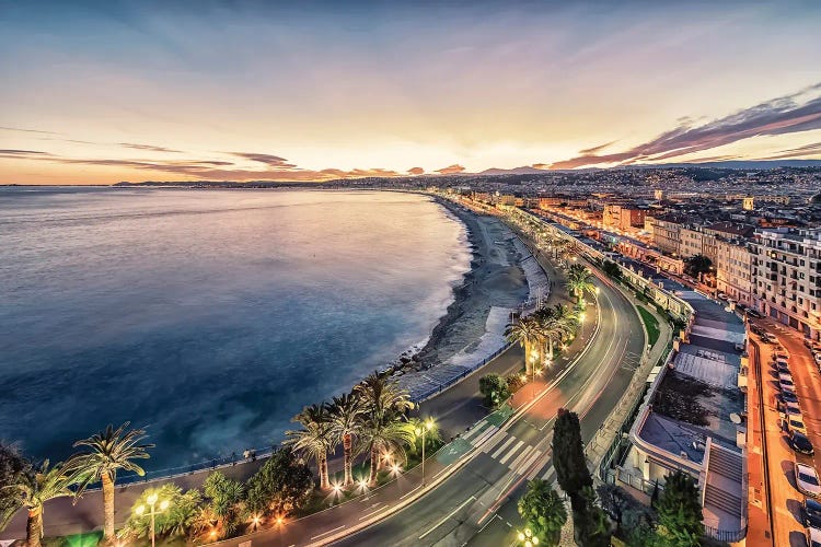 The City Of Nice At Sunset by Manjik Pictures wall art