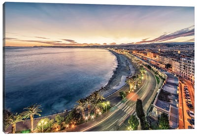 The City Of Nice At Sunset Canvas Art Print