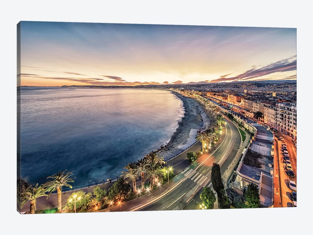 The City Of Nice At Sunset by Manjik Pictures 1-piece Canvas Print