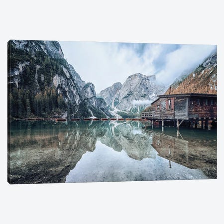 Dolomites Mountain Lake Canvas Print #EMN567} by Manjik Pictures Canvas Wall Art