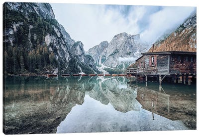 Dolomites Mountain Lake Canvas Art Print - Dereliction Art