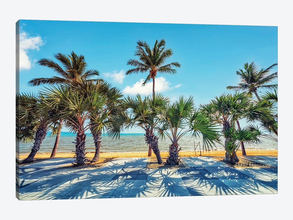 Palm Trees By The Sea by Manjik Pictures 1-piece Canvas Artwork
