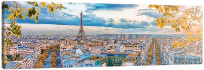 Paris City Panorama Canvas Art Print - Famous Buildings & Towers