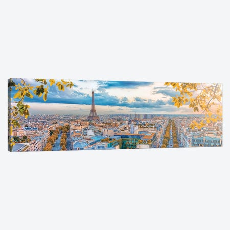 Paris City Panorama Canvas Print #EMN572} by Manjik Pictures Canvas Art
