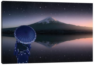 Japan In The Evening Canvas Art Print - Volcano Art