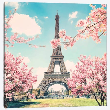 Eiffel Tower In Spring Canvas Print #EMN608} by Manjik Pictures Canvas Art