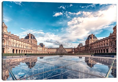 Louvre Reflection Canvas Art Print - The Louvre Museum