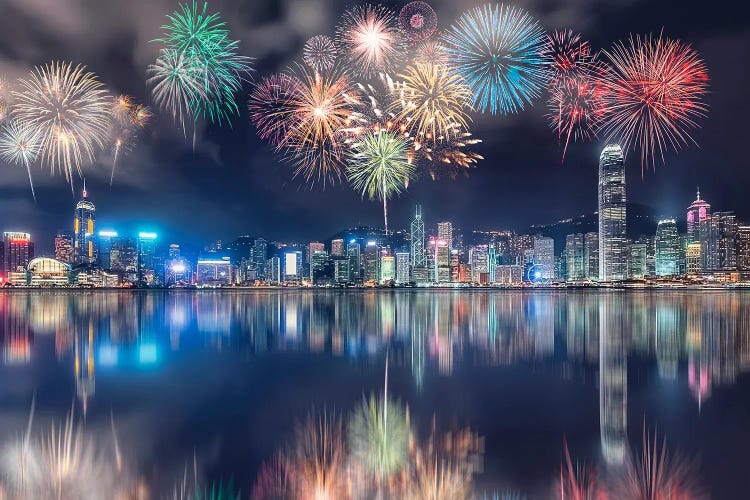 Hong Kong Fireworks by Manjik Pictures wall art
