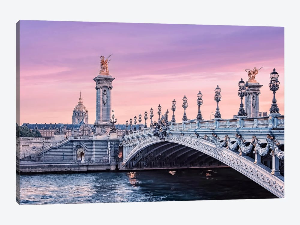 Romantic Sunset In Paris by Manjik Pictures 1-piece Canvas Wall Art