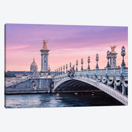 Romantic Sunset In Paris Canvas Print #EMN665} by Manjik Pictures Canvas Art Print