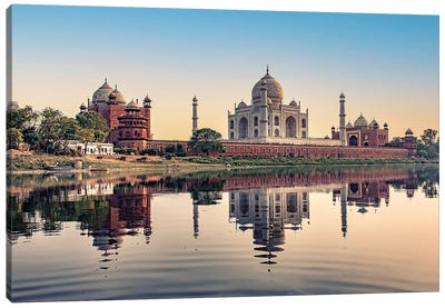 Taj Reflection Canvas Art Print - The Seven Wonders of the World