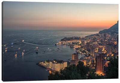 Monaco Evening Canvas Art Print - Manjik Pictures