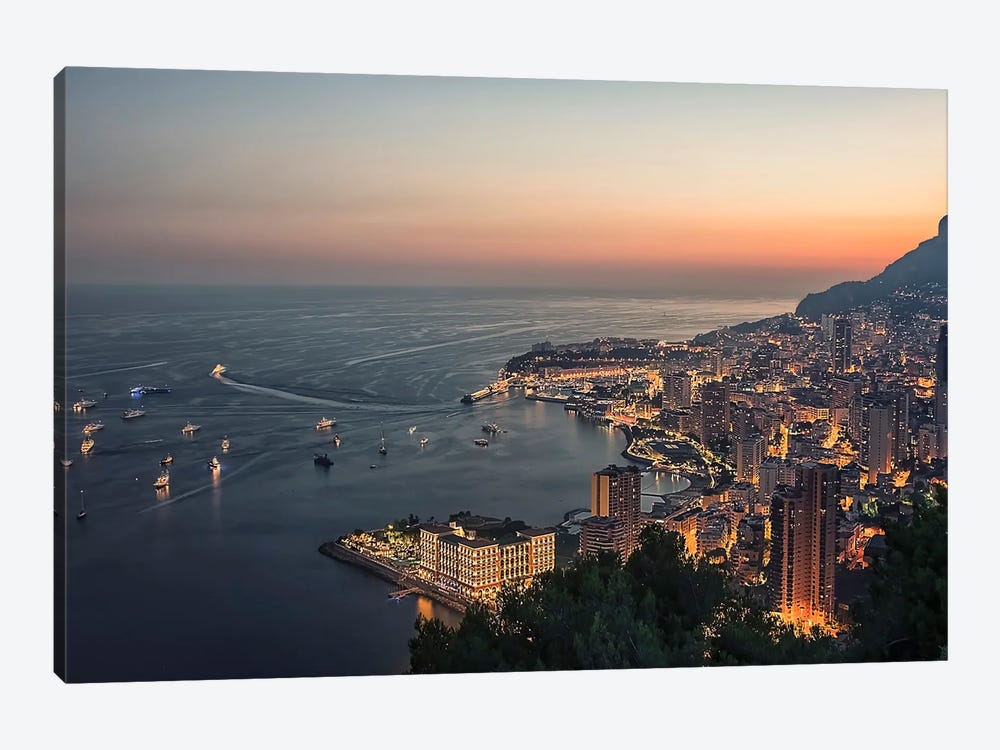 Monaco Evening by Manjik Pictures 1-piece Canvas Art