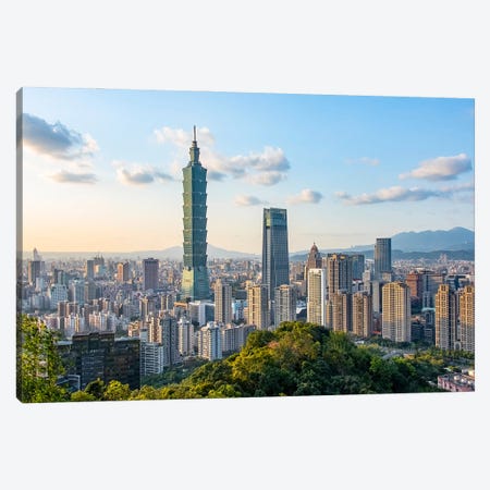 Taipei Evening Canvas Print #EMN689} by Manjik Pictures Canvas Wall Art