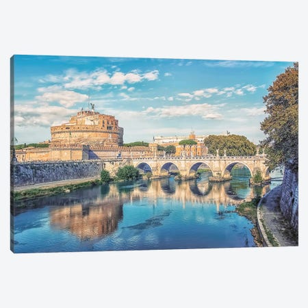 Bridge In Rome Canvas Print #EMN723} by Manjik Pictures Art Print