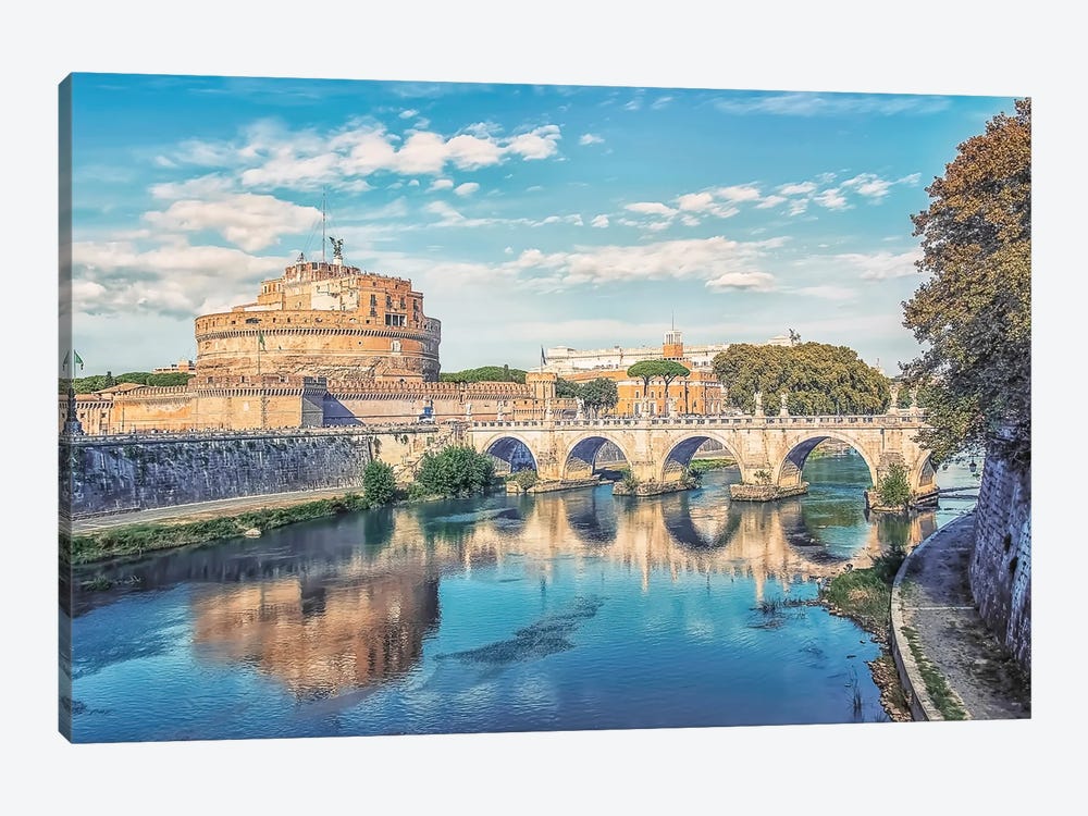 Bridge In Rome by Manjik Pictures 1-piece Canvas Art Print