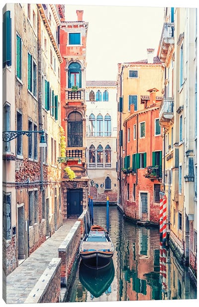 Canal In Venice Canvas Art Print - Manjik Pictures
