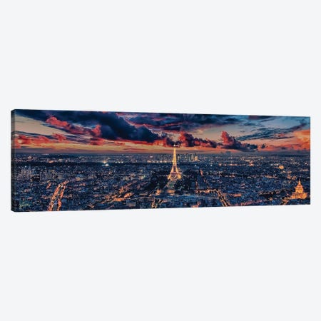 Paris Sunset Panorama Canvas Print #EMN762} by Manjik Pictures Canvas Print