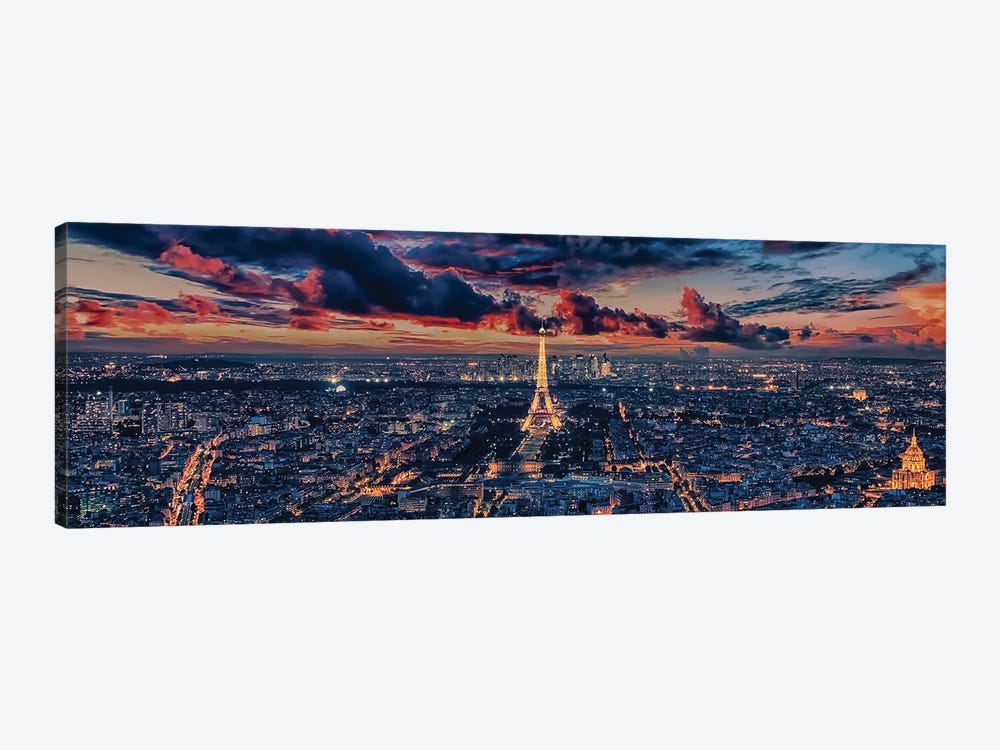 Paris Sunset Panorama by Manjik Pictures 1-piece Canvas Artwork