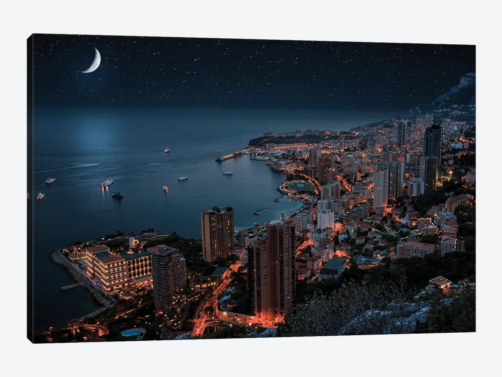 Monaco By Night by Manjik Pictures 1-piece Canvas Print
