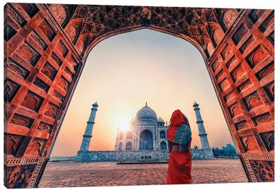 Morning In Agra Canvas Art Print - Taj Mahal