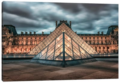 Pyramid In Paris Canvas Art Print - The Louvre Museum