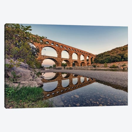 Pont Du Gard Reflection Canvas Print #EMN783} by Manjik Pictures Canvas Art Print