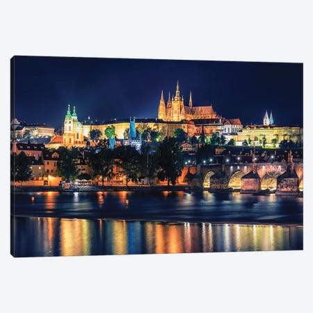 Prague By Night Canvas Print #EMN809} by Manjik Pictures Canvas Art