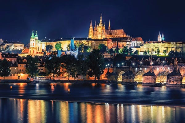 Rivers, Lakes & Waterfronts: Prague By Night by Manjik Pictures
