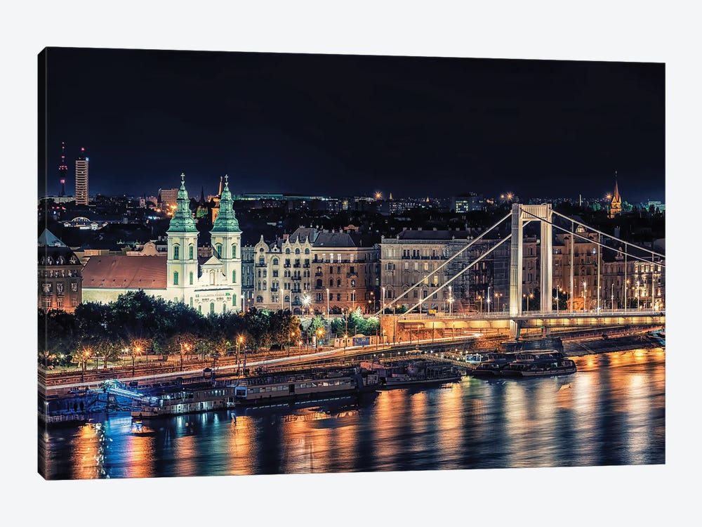 Night In Budapest by Manjik Pictures 1-piece Canvas Wall Art