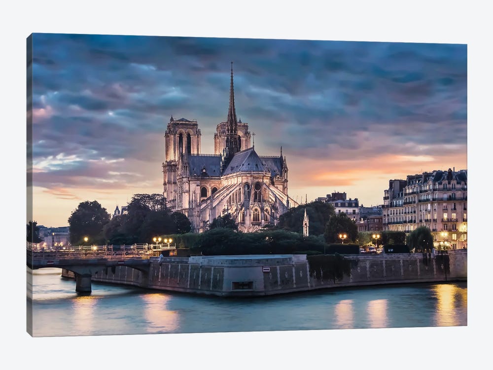 Notre Dame At Dusk by Manjik Pictures 1-piece Canvas Art