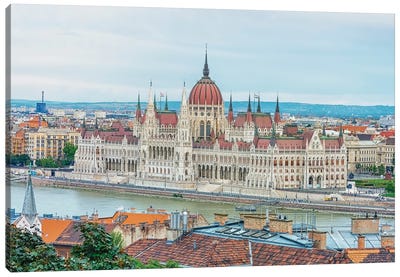 Hungarian Parliament From The Roofs Canvas Art Print - Hungary Art