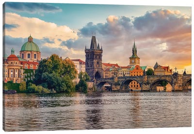 Prague Sunset Canvas Art Print - Czech Republic