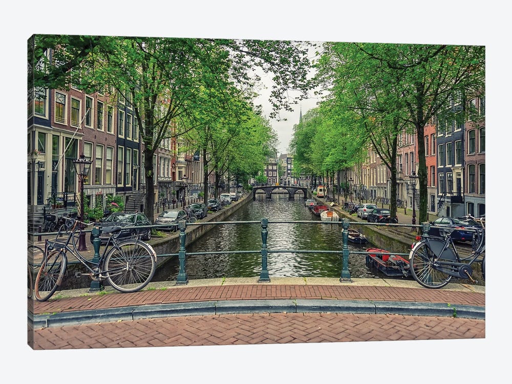 medaillewinnaar Clam niveau Amsterdam Canal Canvas Wall Art by Manjik Pictures | iCanvas