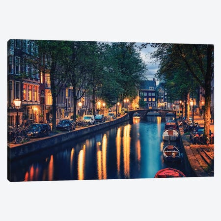 Amsterdam Evening Canvas Print #EMN857} by Manjik Pictures Canvas Artwork