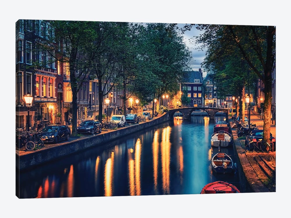 Amsterdam Evening by Manjik Pictures 1-piece Canvas Wall Art