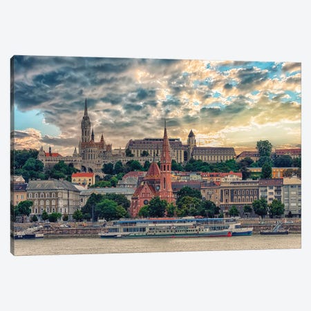 Budapest In The Evening Canvas Print #EMN862} by Manjik Pictures Canvas Wall Art