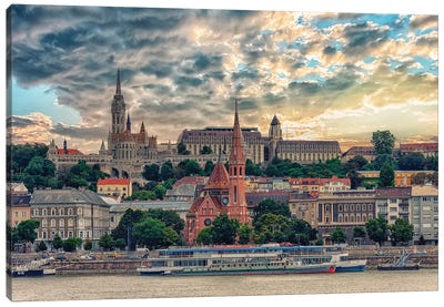 Budapest In The Evening Canvas Art Print - Budapest