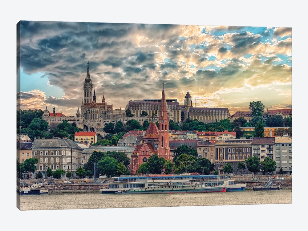 Budapest In The Evening by Manjik Pictures 1-piece Canvas Artwork