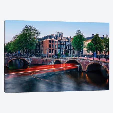 Amsterdam At Dusk Canvas Print #EMN866} by Manjik Pictures Canvas Art Print
