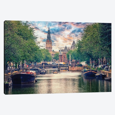 Amsterdam Sunset Canvas Print #EMN878} by Manjik Pictures Canvas Print
