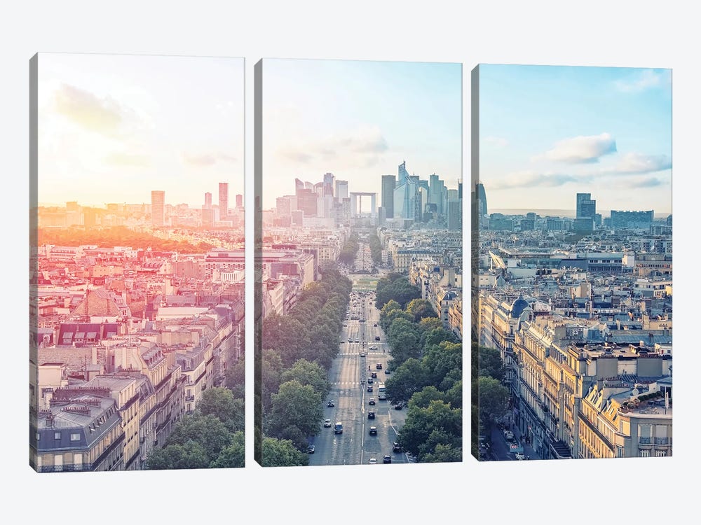 West Paris Sunset by Manjik Pictures 3-piece Canvas Art