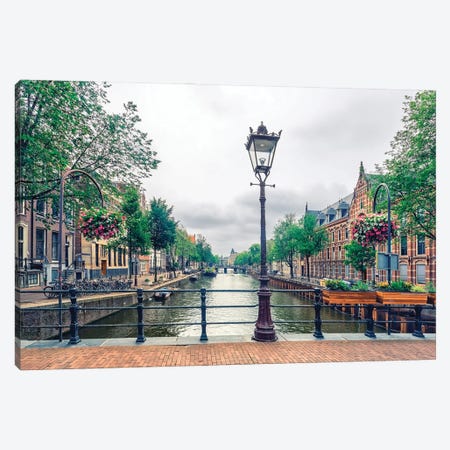 Cloudy Amsterdam Canvas Print #EMN885} by Manjik Pictures Canvas Print