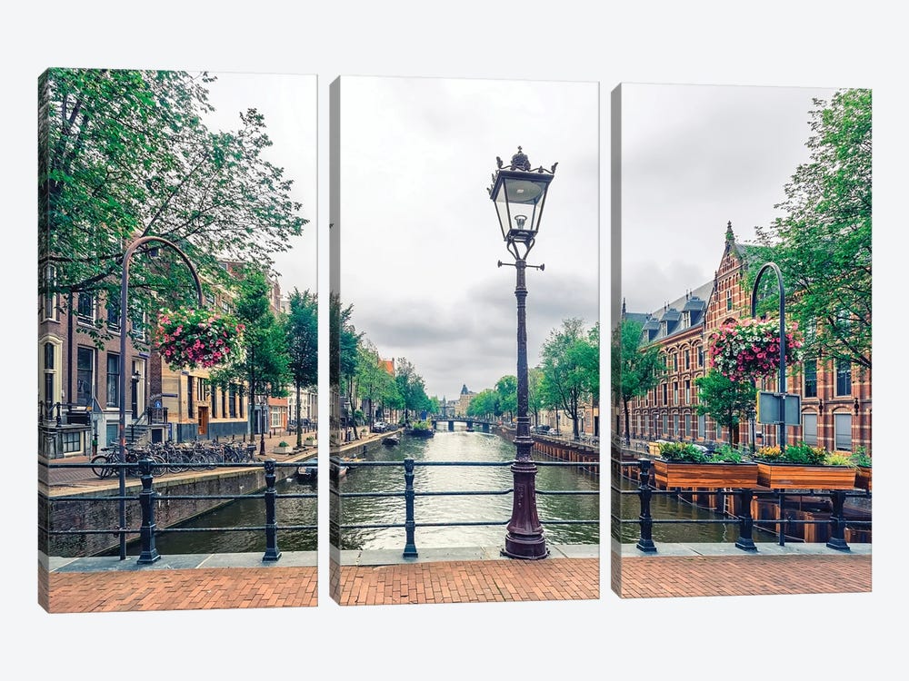 Cloudy Amsterdam by Manjik Pictures 3-piece Art Print