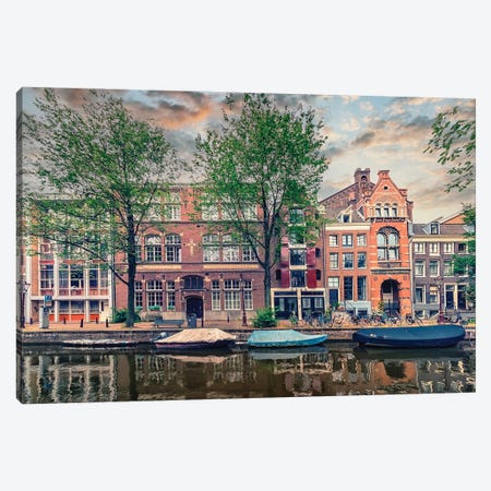 Amsterdam In The Evening Canvas Print #EMN895} by Manjik Pictures Canvas Art