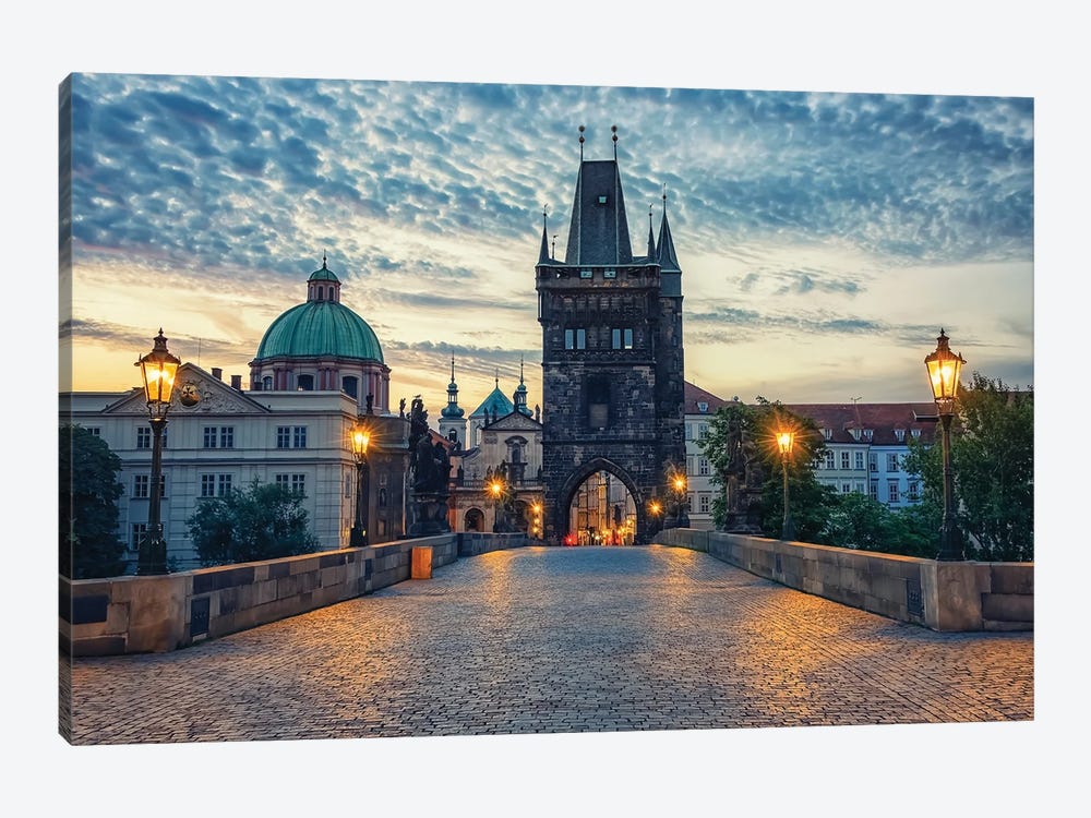 Charles Bridge In The Morning by Manjik Pictures 1-piece Canvas Art
