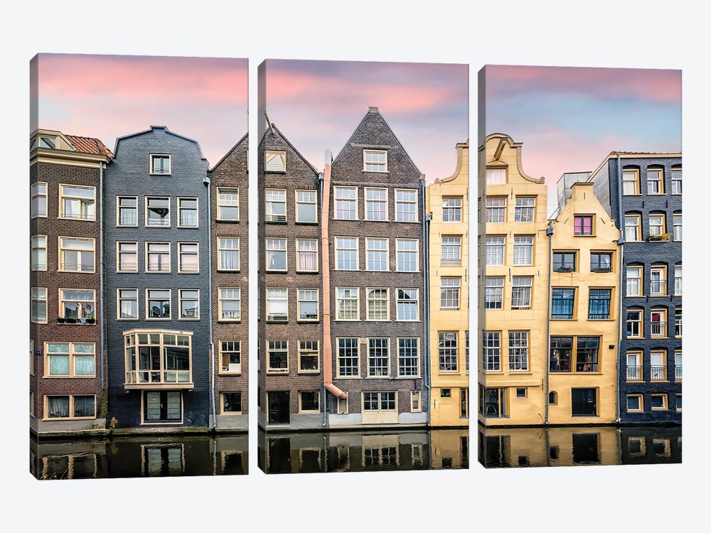 Amsterdam Facade by Manjik Pictures 3-piece Canvas Wall Art